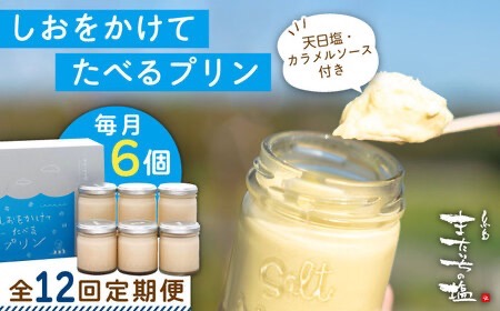 【全12回定期便】しおが主役 しおをかけてたべる プリン 花塩 プレーン 6個 セット 糸島市 / またいちの塩 [AEB009] プリン ギフト 塩 お菓子 テレビ スイーツ デザート 詰め合わせ お中元