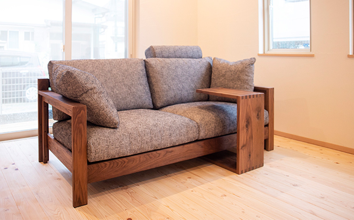 No.1192-01 府中家具　コノ字サイドテーブル　レッドオーク