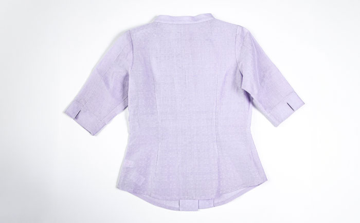 サマーシャツ（パープル / レディース）琉球織物 両面浮花織 ファッション フォーマル カジュアル 冠婚葬祭 / 沖縄市 FABRIC SHOP MINAMI [BCCS011]