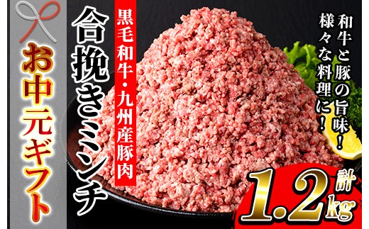 
                  【お中元】鹿児島県産 黒毛和牛 と 九州産 豚肉 の 合挽きミンチ 1.2kg(300g×4P)冷凍 小分け 国産 黒毛和牛 と 豚肉 の挽き肉 ハンバーグ  にもオススメ【00-030-18-R8OC】
                