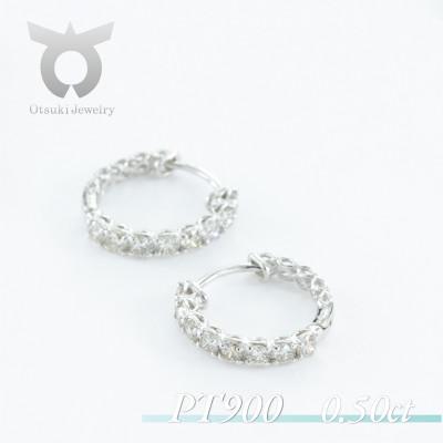ふるさと納税 大月市 PT900　ダイヤモンド　プラチナ　ピアス　0.50ct　17784A　Pt　DIA　PE