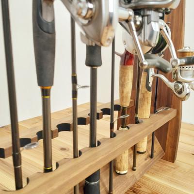 ふるさと納税 横手市 ロッドスタンド両面19本掛け+リールスタンド両面Mサイズ /本体:ブラウン　フェルト:ブラック |  | 03