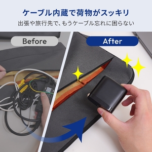 Owltech(オウルテック) 最大65W出力 USB Type-C×1 USB Type-C巻取りケーブル内蔵 AC充電器　OEC-APD65C2RG-BK ブラック【 神奈川県 海老名市 】