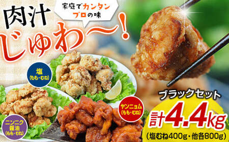 熊本県 球磨村 唐揚げブラックセット（塩・ニンニク醤油・ヤンニョム）4.4キロ FKP9-351