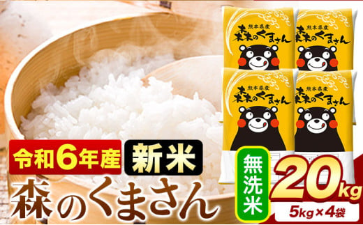 令和6年産  新米 無洗米  森のくまさん 20kg 5kg × 4袋  熊本県産 単一原料米 森くま《11月-12月より出荷予定》《精米方法をお選びください》送料無料