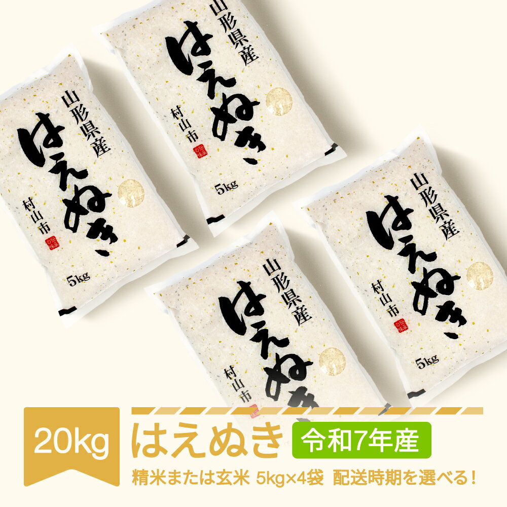 【ふるさと納税】新米 米 20kg 5kg×4 はえぬき 精米 玄米 令和7年産 2025年産 山形県産 送料無料※沖縄・離島への配送不可