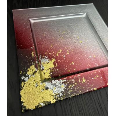 ふるさと納税 海南市 角リムプレート　グラデーション金箔レッド |  | 01