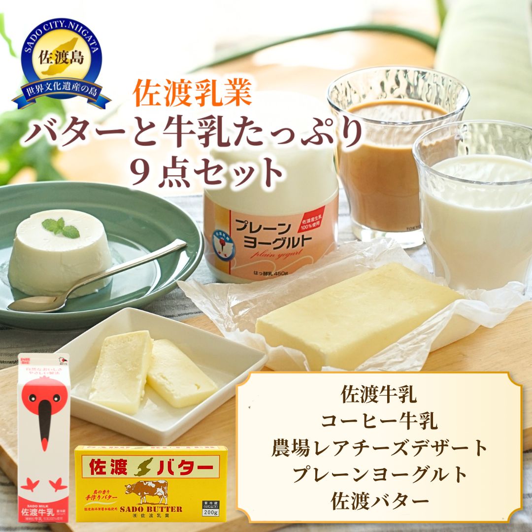 【ふるさと納税】牛乳 バター ヨーグルト チーズ 9点セット 佐渡乳業 | 牛乳 コーヒー牛乳 佐渡バター レアチーズケーキプレーンヨーグルト 乳製品 詰め合わせ 冷蔵 朝食 人気 おすすめ お取り寄せ ギフト プレゼント 贈り物 新潟県 佐渡市