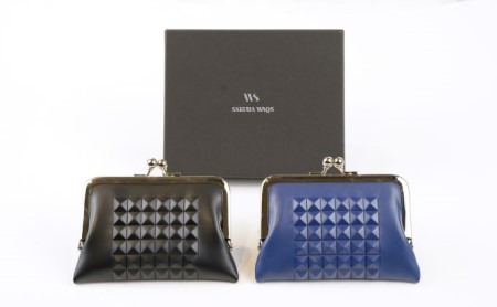 財布 SAKURA WAQS TOKYO GA-MA テトラシリーズ ( 黒 紺 ) 小銭入れ 革 牛革 革製品 皮革製品サイフ カード お札 鍵 ワイヤレスイヤフォン 薬ケース 薬入れ  ポーチ ビジネス 名刺入れ 小物 ファッション 伝統工芸 ガマグチ  紺