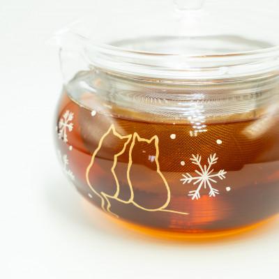 ふるさと納税 飯山市 冬に寄り添う猫ティーポット　耐熱ガラス700ml |  | 01
