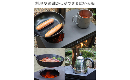 薪ストーブ ガラス窓付き 折りたたみ 煙突付き 耐熱ガラス コンパクト キャンプストーブ アウトドアコンロ 竈 かまど 焚き火 角型ストーブ ウッドストーブ キャンプ アウトドア Landfield 