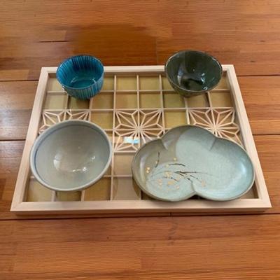 ふるさと納税 大和高田市 よしの組子トレー(角麻の葉・黄) 40cm×30cm×2cm |  | 01