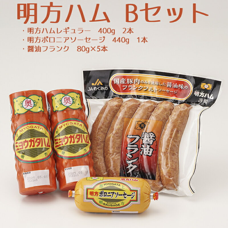 【ふるさと納税】ハム ソーセージ フランク 詰合せ 徳用 セット 明方ハム 2本 ボロニア ソーセージ 1本 味付け 醤油 フランク 5本 計1420g 国産 豚肉 100% 特産品 加工品 弁当 おかず 惣菜 おつまみ バーベキュー JA めぐみの 農協 岐阜 郡上 送料無料 499