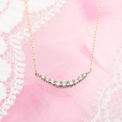 ふるさと納税 山梨県 K18PG 0.10ctダイヤモンド　アーチペンダントネックレス　HH018404