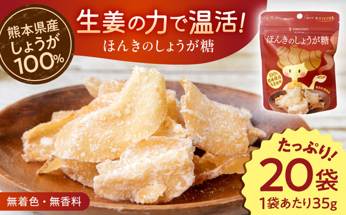 
                  ほんきのしょうが糖 35g×20袋【ジンジベル】 合志市 熊本県 しょうが 生姜 しょうが糖 ジンジャー スライス 菓子 スイーツ贈り物 かわいい ギフト プレゼント 和菓子 砂糖 甘味 [AYAD001]
                