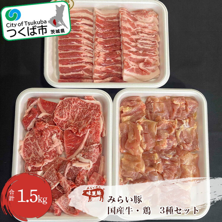 【ふるさと納税】村下商事のおすすめバラエティパック (牛・豚・鶏) 1.5kg | 茨城県 つくば市 BBQ 肉 焼肉 国産牛 牛肉 豚肉 鶏肉 お寄せ 国産 人気商品 お得 家庭用 グルメ ロース 切り落とし 1317579