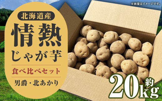 情熱じゃがいも（男爵・キタアカリ）食べ比べセット 20kg 【2026年10月上旬～2026年12月上旬迄発送予定】 じゃがいも ジャガイモ 男爵 キタアカリ 20kg 食べ比べ 野菜 ポテト 北海道