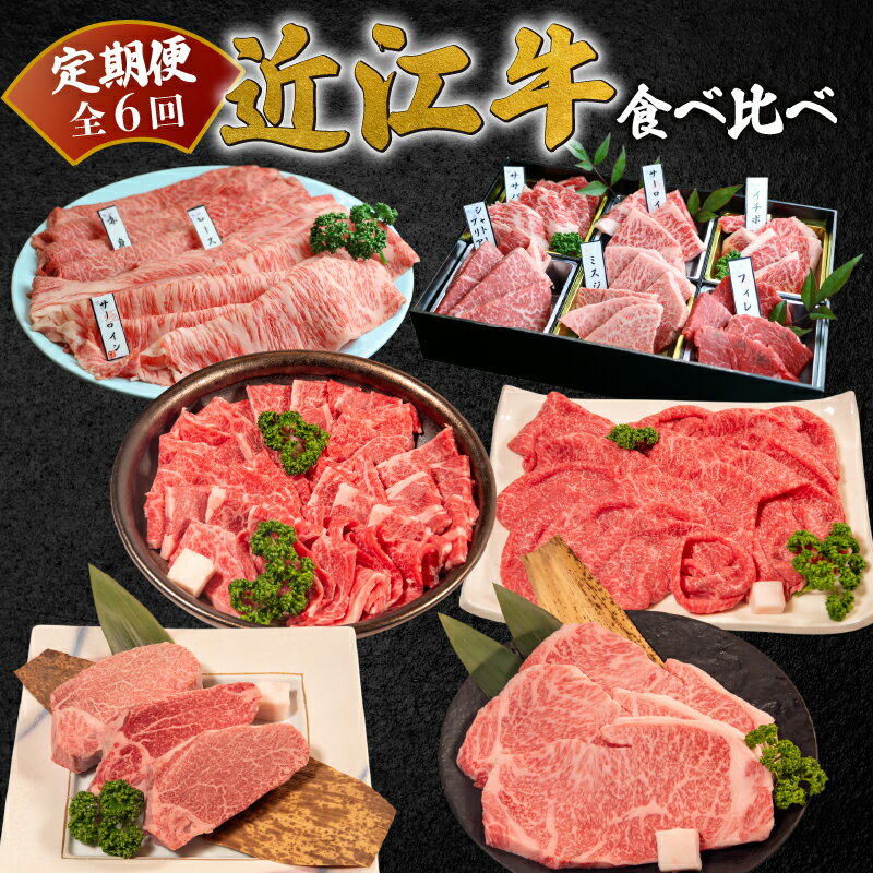 【ふるさと納税】 近江牛 食べ比べ 定期便 6ヶ月 すき焼き すき焼き用 焼肉 焼き肉 盛り合わせ 冷凍 シャトーブリアン サーロイン 赤身 和牛 黒毛和牛 贈り物 ギフト 贈答 バーベキュー BBQ おすすめ 国産 神戸牛 松阪牛 に並ぶ 日本三大和牛 滋賀県 竜王町 岡喜 送料無料