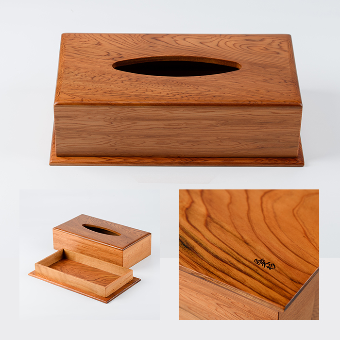 【屋久杉で創った】ティッシュボックス(高橋工芸/IB074-003) 工芸品 ティッシュ ティッシュ箱 ティッシュカバー 屋久杉 杉 木 木工 木材 インテリア 装飾 家 リビング オリジナル 一点も