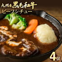 【ふるさと納税】九州産黒毛和牛 ビーフシチュー 4個セット 惣菜 汁物 晩御飯 晩ご飯 晩飯 夕飯 夜ご飯 夜食 洋風 オリジナル スープ お肉たっぷり じっくり 煮込み 壱岐ファーム 自社農場 宮崎牛