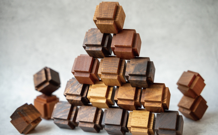 30面つみきオブジェ 幅:3.8cm 奥行き:3.8cm 高さ:3.8cm 重さ:30g×30個 ウォールナット オーク チーク ブナ 木製 ウッド インテリア 雑貨 積み木 おもちゃ 知育教材 シン