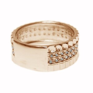 K18ピンクゴールド 幅広ダイヤリング【34719-3】