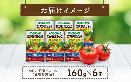 カゴメ 野菜 ジュース 食塩 無添加 160g × 6缶 100% 機能性表示食品 11種類の野菜 濃縮トマト 緑黄色野菜 野菜ジュース セロリ ビート レタス キャベツ ほうれん草 食塩不使用 無塩