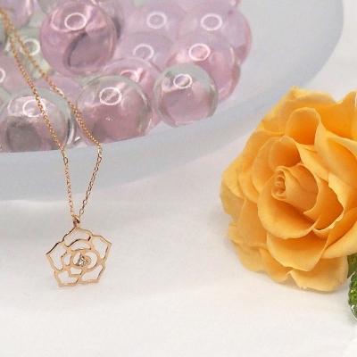 ふるさと納税 甲府市 K18ピンクゴールド　ダイヤモンド　薔薇ペンダントネックレス　　　HH018730 |  | 02