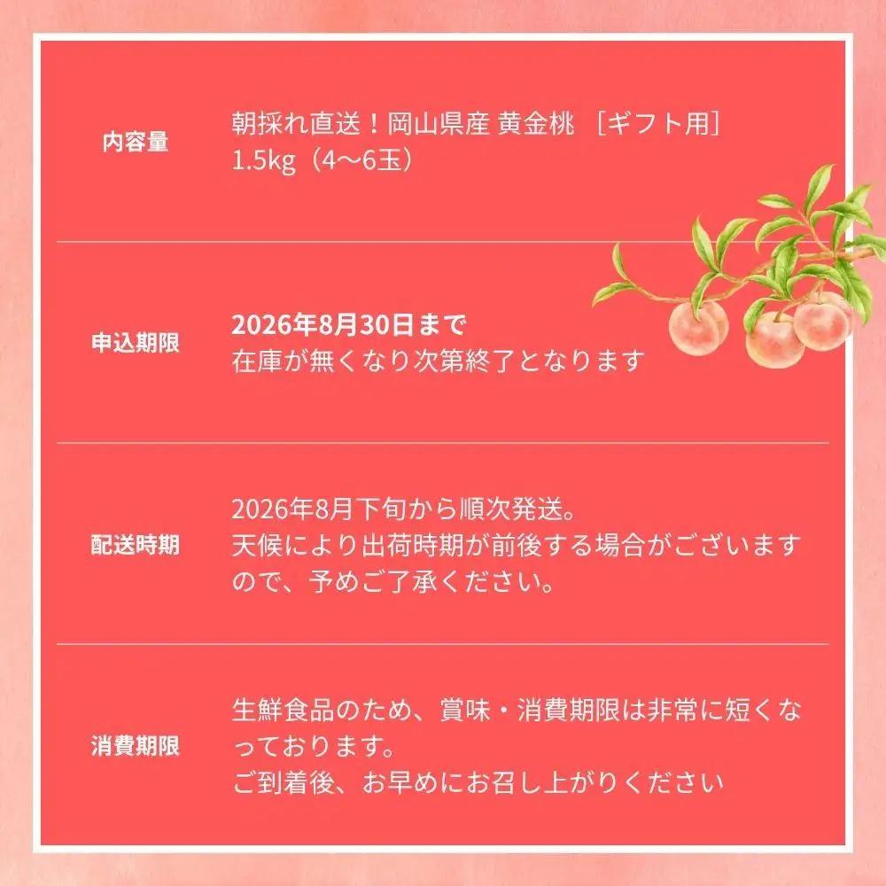 【2026年先行予約】［なんばふぁーむ］岡山県産 黄金桃 1.5kg（4～6玉）[ギフト用]