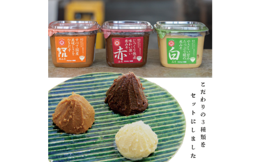 自家製 味噌 3種 500g 3パック 1.5kg セット 国産 マルキョー味噌 赤味噌 白味噌 詰め合わせ みそ 味噌汁 お味噌汁 大豆 米 調味料 発酵調味料 職人 手作り 高知県 須崎市 500
