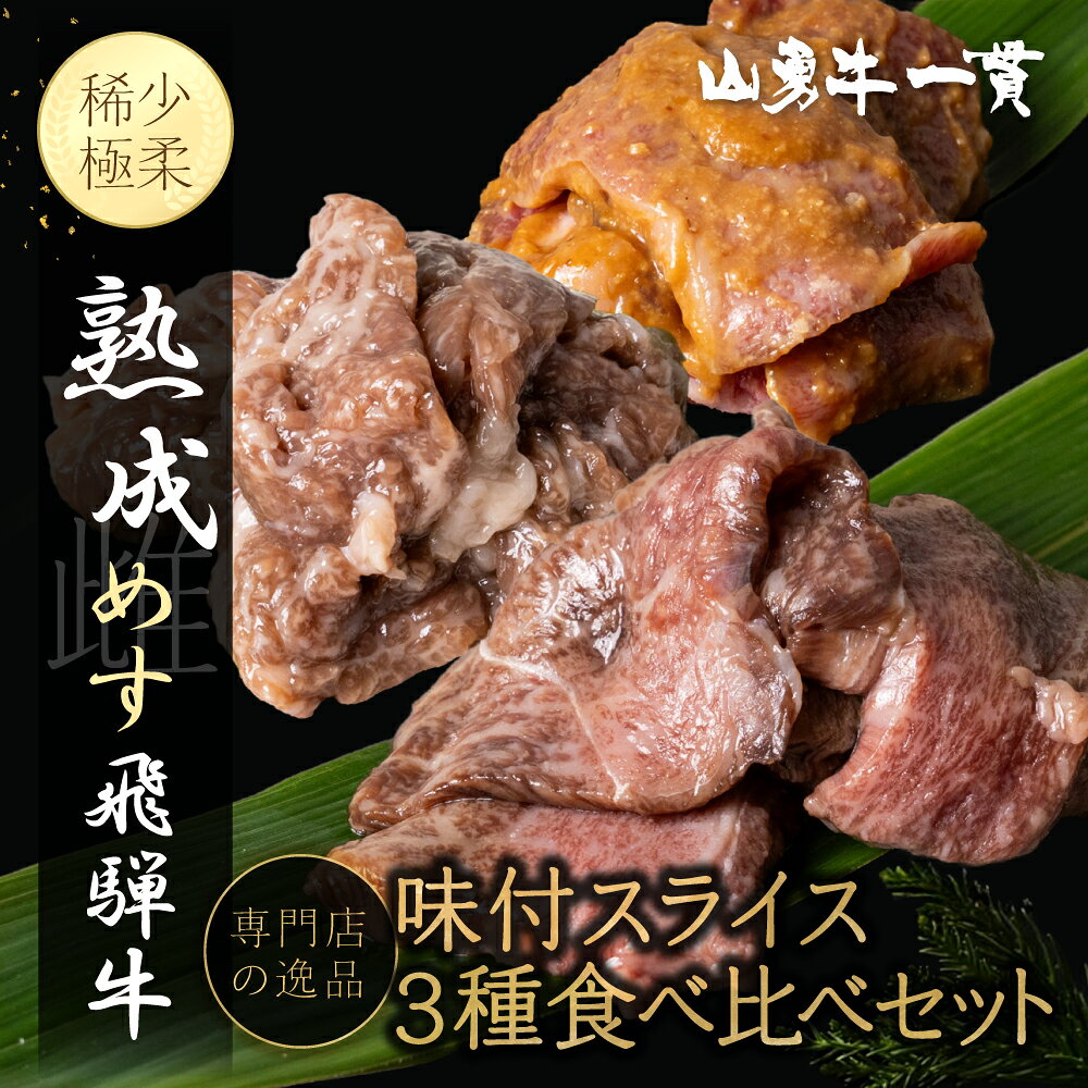 【ふるさと納税】 飛騨の牧場で育った熟成飛騨牛『山勇牛』味付スライス 3種食べ比べセット 専門店の逸品 A4 A5 牛肉 肉 和牛 国産 飛騨牛