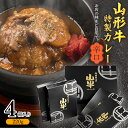 【ふるさと納税】《直営焼肉店の味を再現》ゴロっと山形牛入り精肉店の特製カレー4箱【辛口】／ 国産 野菜 レトルト 和牛 ブランド牛 カリー 玉ねぎ お取り寄せ 個包装 小分け ホテル 唐辛子 焼肉 お店 便利 時短 簡単 土産 おかず 惣菜 肉屋 お歳暮 ギフト お祝い