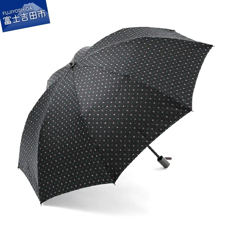 ネクタイ柄 紳士 折りたたみ傘 晴雨兼用傘 ネイビー×グリーン プレゼント