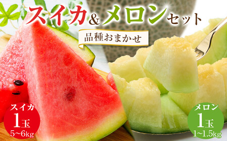 【先行予約】【品種はおまかせ】スイカ(5～6kg×1玉) ＋ メロン (1～1.5kg前後×1玉) セット 鳥取県産 ※6月上旬～7月下旬頃に順次発送予定（こちらの返礼品は、大栄西瓜ではありません）【西瓜 すいか すいか 果物 フルーツ くだもの】
