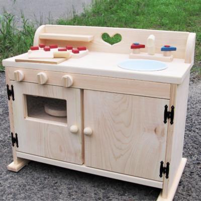 ふるさと納税 泉南市 ●手作り木製　ままごとフルキッチン総吉野の桧製DHK(ハート)