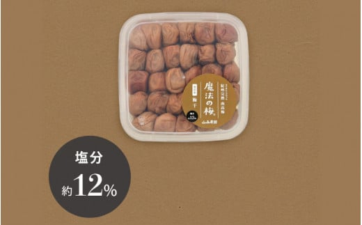【ご褒美梅】山森農園の 梅干し「魔法の梅」 500g×1 【塩分約12％】 土と水にこだわっています 贈答にも / 紀州南高梅 和歌山 田辺市 ミネラル水 梅 梅干 ウメ うめ うめぼし 肉厚 ギフト ご家庭 完熟