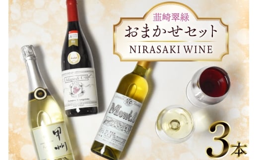 ワイン 山梨 韮崎市産ワイン おまかせ 3本 セット NS-0013 [韮崎翠緑 山梨県 韮崎市 20745301] 赤ワイン 白ワイン ワインセット wine お酒 酒 飲み比べ 飲み比べセット 詰め合わせ 山梨ワイン 甲州ワイン