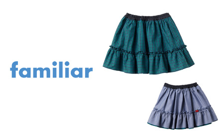 【ファミリア】110cm XB 青系 リバーシブルスカート（240482）