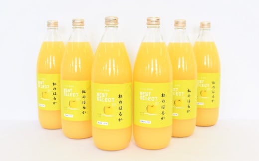 「紅のはるか」りんごジュース（ストレート）1L×6本【みちはた果樹園】　青森県産　アップル