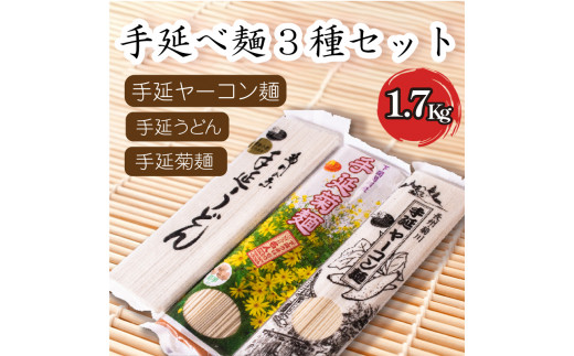 
手延麺 3種 セット うどん ヤーコン麺 菊麺 1.7kg
