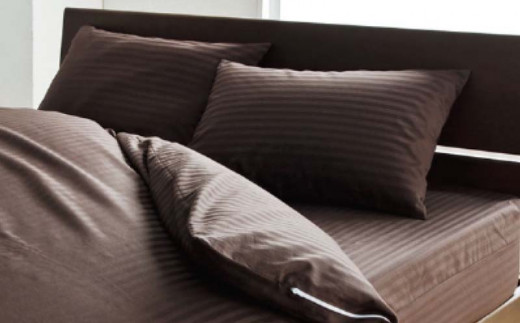 SatinStripeサテンストライプ 昼夜サテン BOXシーツ【WD(ワイドダブル)サイズ】【ブラウン】【日本製】　シーツ　ボックスシーツ　ワイドダブル　ワイドダブルシーツ