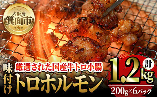 味付けトロホルモン(計1.2kg・200g×6パック) 国産 焼肉 絶品 特Ａランク ホルモン ホルモン焼き 牛肉 味付け トロ 牛トロ モツ 牛モツ 小腸 バーベキュー 冷凍【m25-07】【有限会社Two Village】