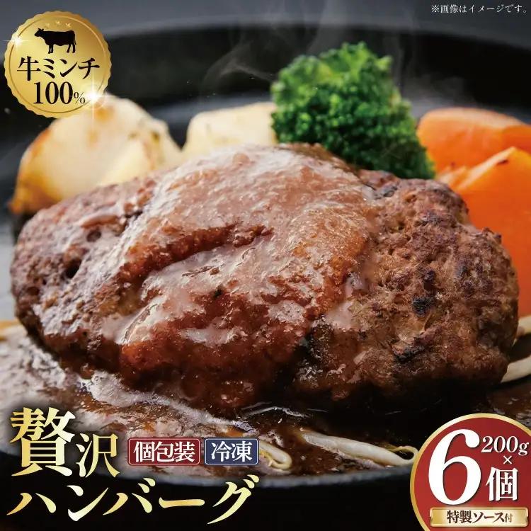 ハンバーグ 手ごねハンバーグ 200g 6個 個食用ソース付き