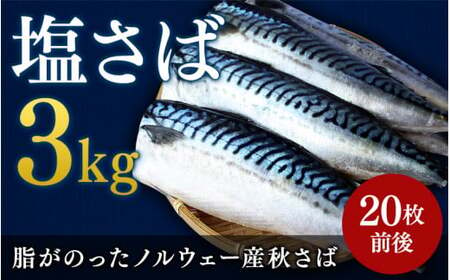 ボリュームたっぷり！ 塩さば 切り身 3kg(約20枚前後）厚切り鯖 / さばの切身 さば 鯖 塩さば 切り身 フィレ 塩鯖 サバ 焼き魚 甘塩 冷凍鯖 冷凍さば おかず ご家庭用 ノルウェー産鯖 和歌山県 田辺市 さばフィレ 【mts007-4】