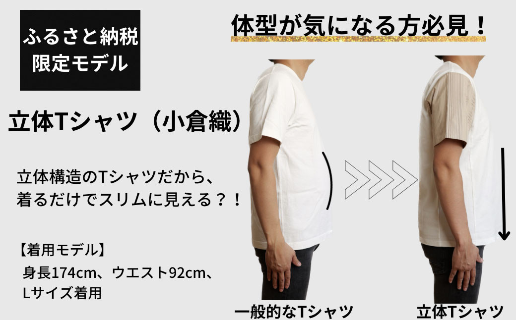 着るだけでスリムに見える?! 立体構造 の Tシャツ (小倉織)