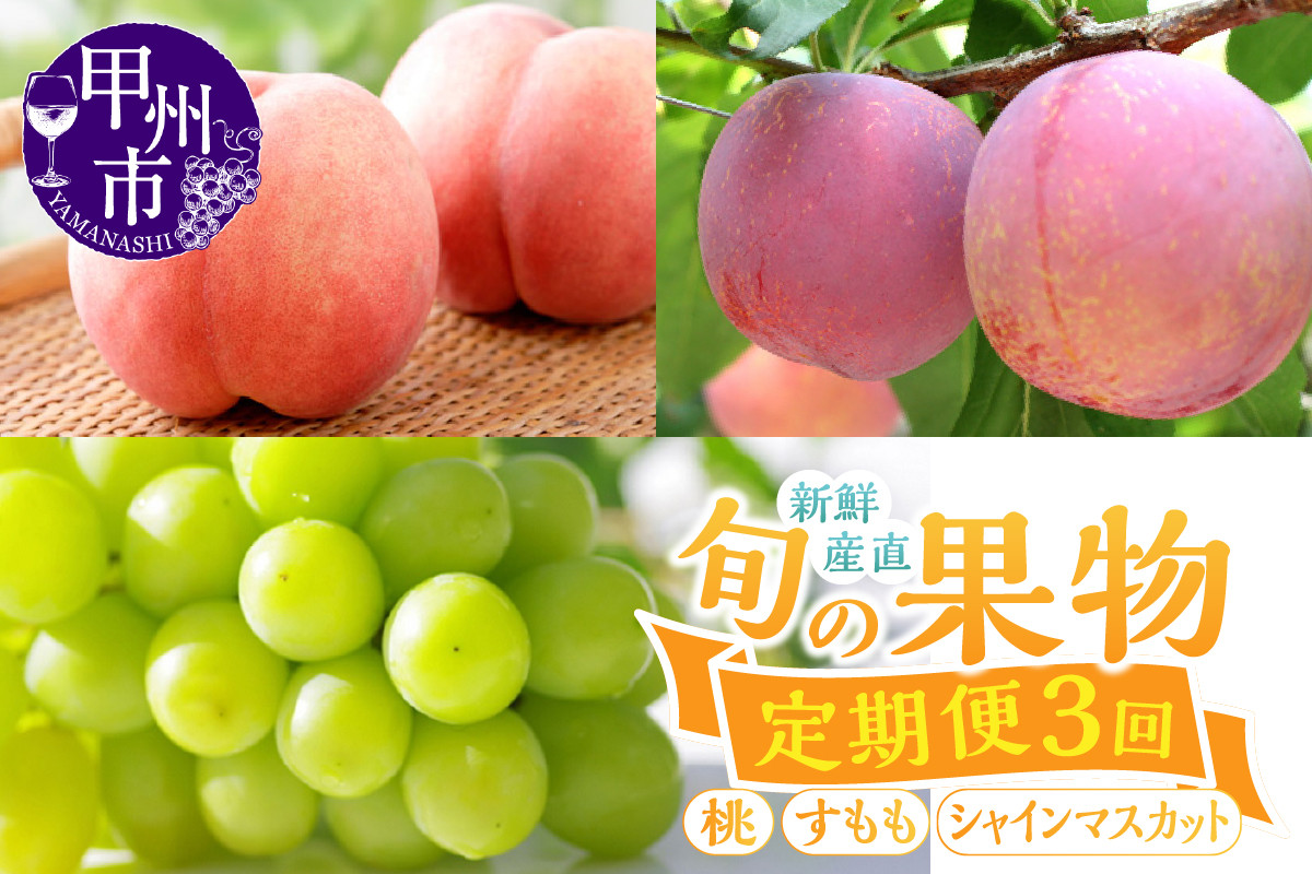 
            【定期便】新鮮産直甲州市！旬の果物3品定期便【2025年発送】（KSF）D-126 【桃 もも モモ すもも シャインマスカット ぶどう ブドウ 葡萄 フルーツ 果物 山梨 甲州市 期間限定】
          