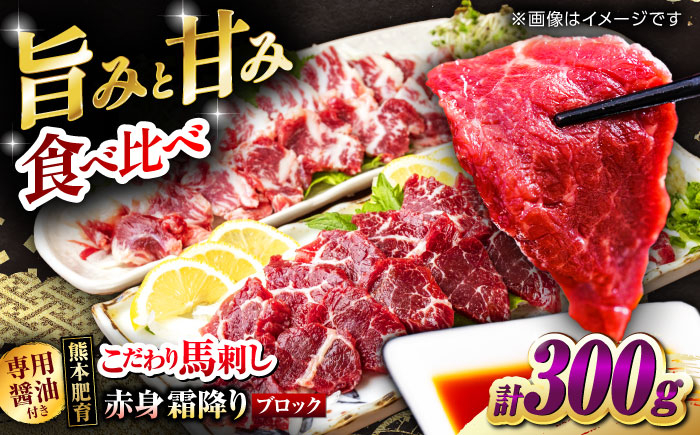 
                  【お中元対象】こだわりの馬刺し 食べ比べ ブロック 計約300g （赤身約150g×1ブロック,霜降り150g×1ブロック） 【フードサービス むらかみ】 [ZFE003]
                