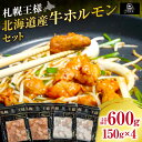 【ふるさと納税】 牛 ホルモン セット 各150g×2 計600g 2種 味付き 辛みそ 塩味 マルチョウ もつ鍋 おつまみ 冷凍 お取り寄せ 牛肉 グルメ ご当地 加工品 北海道ふるさと納税 焼肉 BBQ バーベキュー 簡単調理 食べ比べ 北海道 札幌市