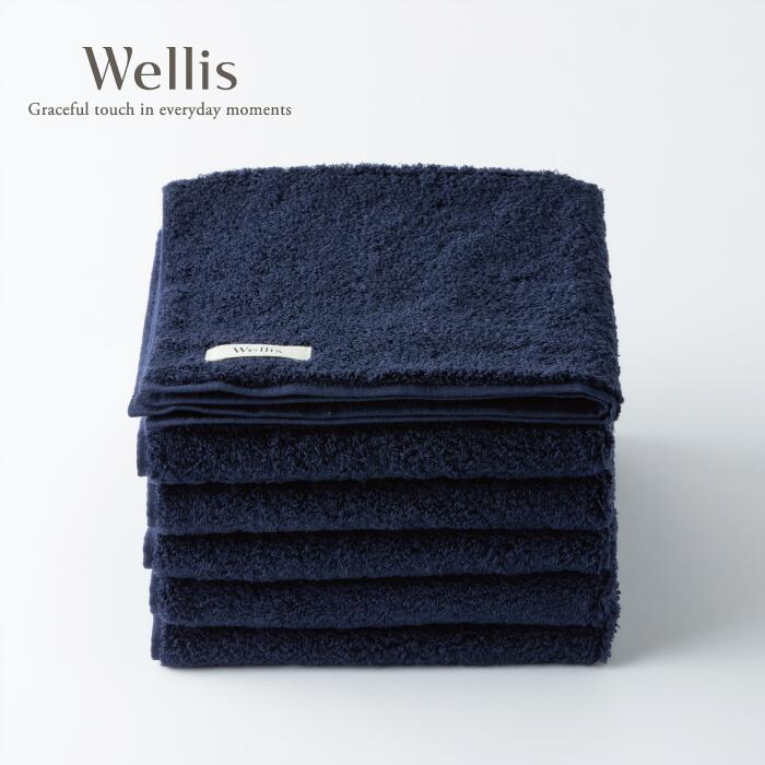 【ふるさと納税】Wellis【極上の肌心地】ウォッシュタオル2枚 ネイビー（009_5122）