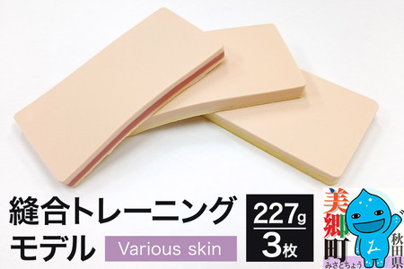 縫合トレーニングモデル（Various skin）12cm×6cm×厚み1cm ×3枚 人工皮膚 大学 病院 医療施設 ウレタン系樹脂 秋田県 美郷町